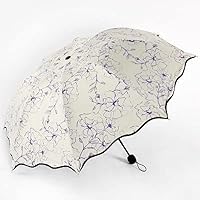 JYARZ Umbrellas for Rain Umbrella Folding Umbrellas Anti- U V Black Coating Hibiscus Flower Umbrella Princess Girl Fashion Wave Edge Sunshade Umbrella Travel Umbrella(D)