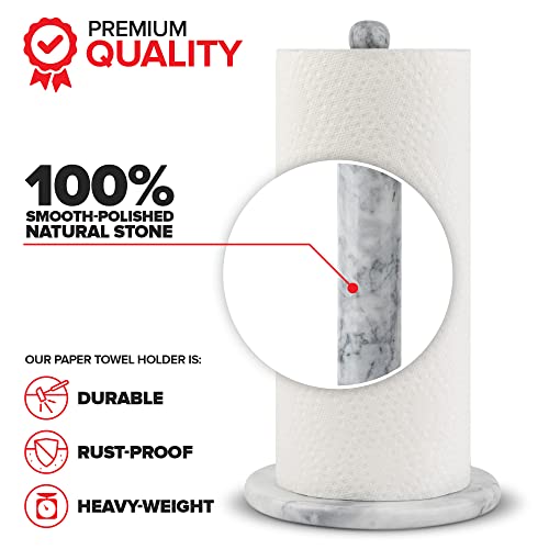 Soporte para toallas de papel de cocina independiente con base de mármol blanco macizo 5