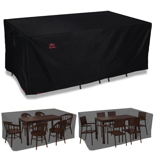 Turtle Life Housse de protection pour meubles de jardin pour table et chaises, Rectangulaire réglable, étanche, coupe-vent, housse de protection pour meubles...