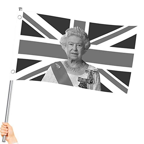 Killy Drapeau commémoratif Elizabeth II - 1952-2022 Drapeau commémoratif de Sa Majesté la Reine,Bannière de deuil de la Reine Elizabeth II Drapeau Souvenir Britannique commémorant la Reine Cover