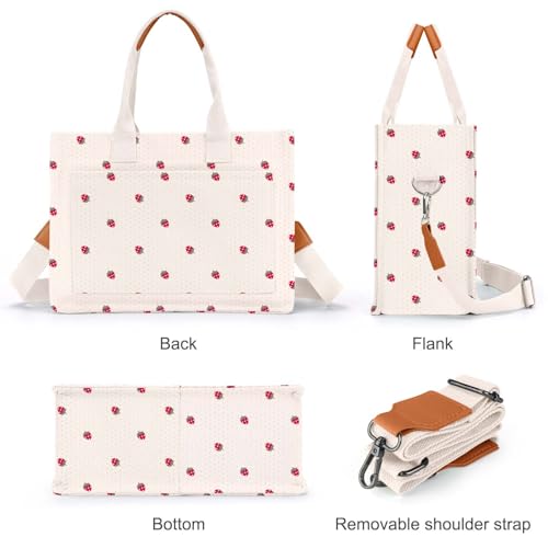 Image of Canvas Tote Bag for Women with Pockets Crossbody Bag Tote Shoulder Handbags Casual Work Bags Everything Tote Bag