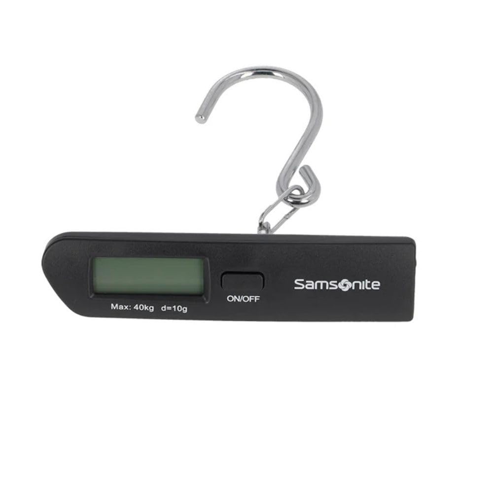 Samsonite Global TA – Báscula Digital para Equipaje con Gancho, Pantalla LCD Precisa, Compacta y Portátil, Báscula Digital para Equipaje para Maletas y Bolsas de Viaje, Negro