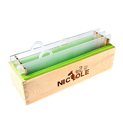 Rectangular Silicone Soap Mold With Wood Box And Transparent Vertical Acrylic Clapboard For Handmade Loaf Mould #TOP10