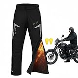 Motorcycle Overpants for Men CE Level 1 Armor – Windproof Motorcycle Riding Winter Pants with Thermal Liner (Black,Large)