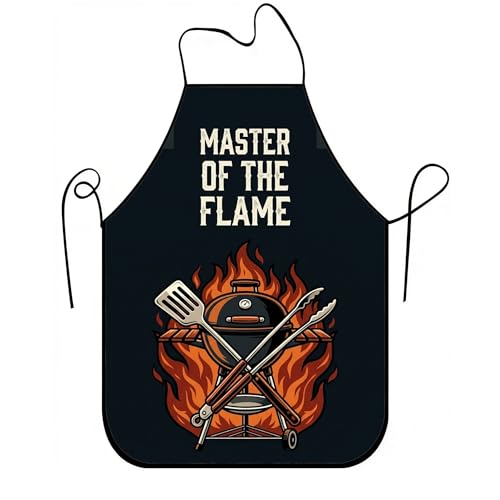 Grill Master Apron, Black Fire Design for Bbq Cooking, Summer