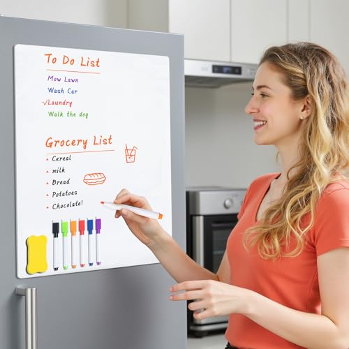 M&G Magnetic Whiteboard for Fridge 19"x13", Dry Erase Board with Markers — view 3