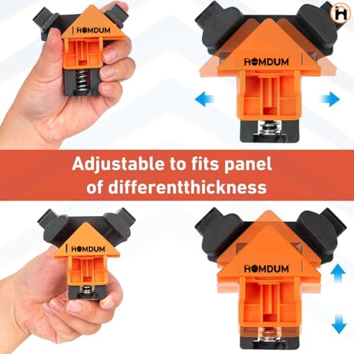 Image of Homdum 90 Degree Corner Clamps 4 Pack DIY Woodworking Right Angle Clamps for Picture Frames, Furniture, Cabinet Making Corner Clip Quick Spring Loaded Woodworking Clamp