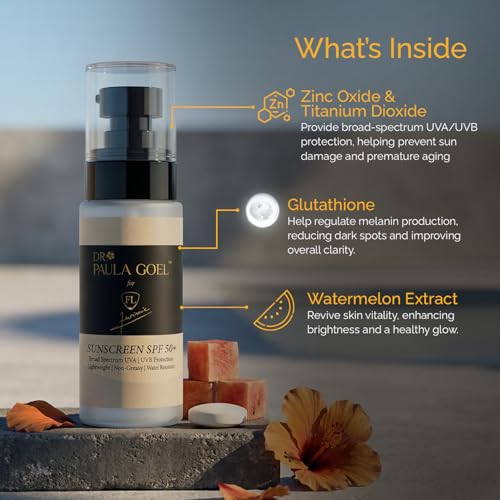 Image of Sunscreen SPF 50++ (50ml) | Broad Spectrum UVA UVB Protection | Lightweight Non-Greasy Face Sunscreen | Enriched with Glutathione, Niacinamide, Hyaluronic acid, Vit C, Vit E