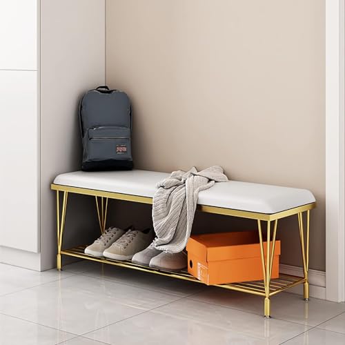 Tabouret ottoman moderne gris avec banc de rangement à chaussures - 8