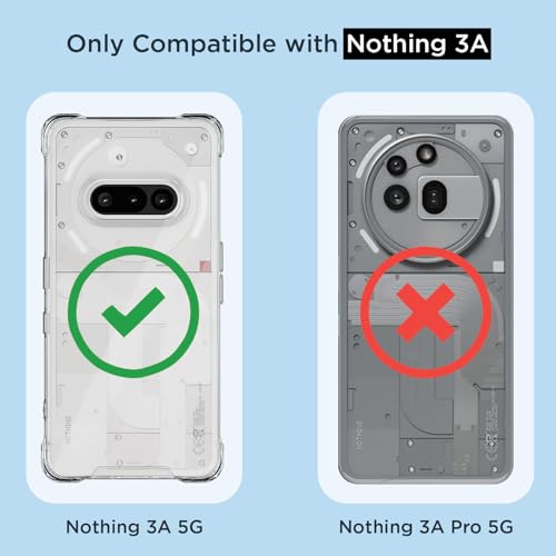 Image of Amazon Basics Back Cover for Nothing Phone 3a 5G PC + TPU Clear Transparent Raised Edges Shockproof Protective Phone Bumper Case(Transparent)