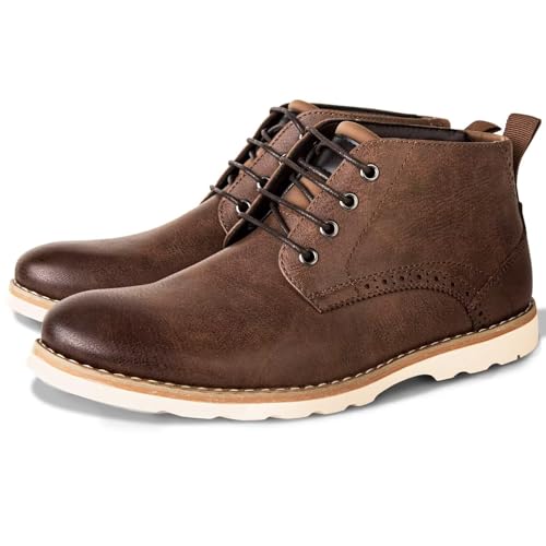 POTENCE STAR Men’s Chukka Boots Lace Up Casual Ankle Boots Lightweight Comfortable Everyday Boots Brown