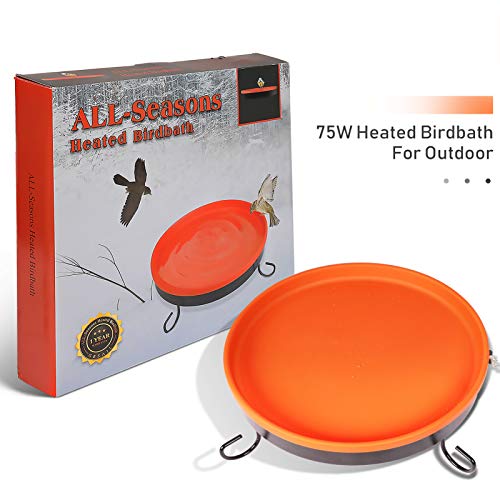 vantiorango Heated Birdbath for Outdoor, Deck Mount Bird Bath Bowl Heater with Clamp for Winter Balcony Garden Outdoors - Thumbnail 3