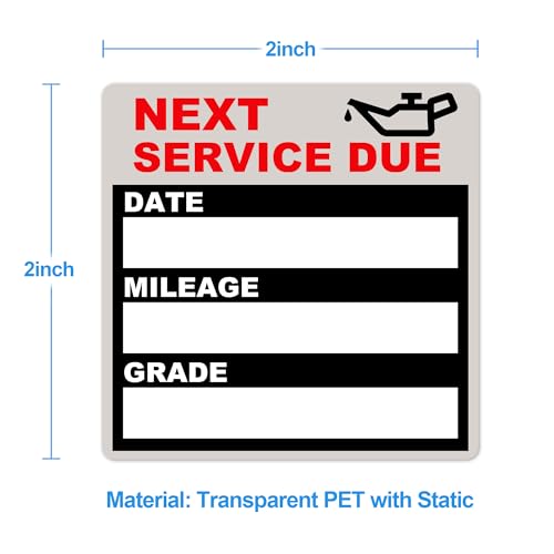 Image of for Oil Change Sticker Static Cling, Clear Stickers 120 Pcs 2 inchx 2 inch Next Service Due Sticker for Windshield, Easy to Peel with No Residue for Car Auto Vehicle Window (Red22)