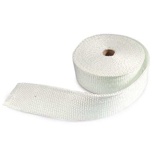 2"X50' Motorcycle Exhaust Wrap Fiberglass Heat Shield Sleeve Tape Exhaust Heat Wrap With Stainless Steel Zip Ties (White) #TOP3