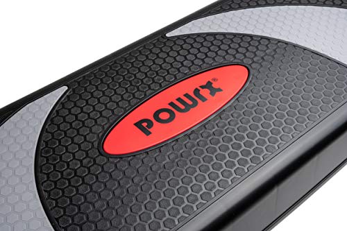 POWRX Steppbrett XL Premium extra groß inkl. Workout I Hometrainer 3-Stufen höhenverstellbar I Home-Stepper für zuhause Stepbench Gym Aerobic Steppbank aerobic brett