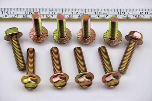 Image of 3 /8 inch x 1-1 /2 inch Flanged Hex Toothed Bolt by Color Zinc Plated, Alloy Steel,Grade 5.(10pcs Pack) by Metalsuberg
