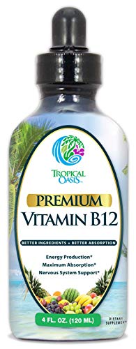 Tropical Oasis Sublingual Vitamin B12 Liquid Drops (As Methylcobalamin) - Maximum Absorption - Help Fights Fatigue And Provides Natural Energy* -Vegan, Non-Gmo, Gluten Free- Strawberry Flavor - 4 Oz #TOP14