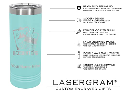 Lasergram 22Oz Vacuum Insulated Skinny Tumbler, Sea Turtle Family, Personalized Engraving Included (Teal) #TOP3