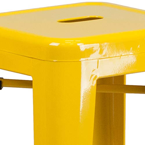 Bizchair Commercial Grade 30" H Backless Yellow Metal Indoor-Outdoor Barstool, Square #TOP4