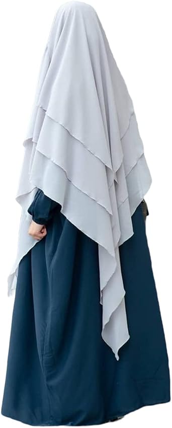 Women Ramadan Eid Prayer Long Hijab Scarf for Muslim Abaya Islamic Chiffon 3 Layer Khimar jilbab
