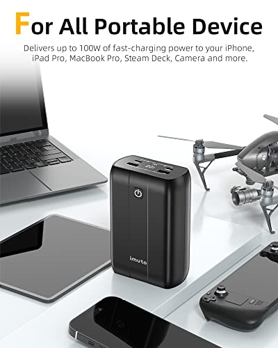 External Battery For Laptop, Imuto 100W 99Wh Portable Laptop Charger,Pd Fast Charging Usb C Power Bank,Compatible With Laptop,Macbook,Dell Xps,Surface,Ipad,Steam Deck,Switch, Iphone 14/13,Galaxy,Pixel #TOP5