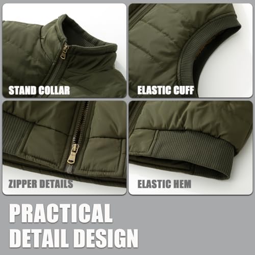 Image of Msmsse Men's Outerwear Vests Winter Quilted Padded Vest Gilet Stand Collar Warm Puffer Vest