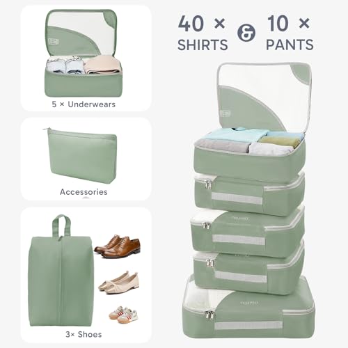 Image of OlarHike 10 Set Packing Cubes for Travel, Gifts for Women Mom,Anti-Tearing Suitcase Organizer with Over-1000 pack Mesh Holes, Vacation Essentials & Accessories for Cruise Ship