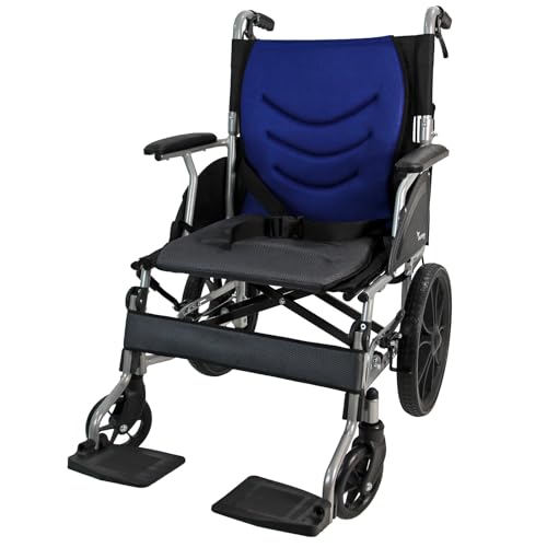 Actiasgear - Aluminium Wheelchair, Lightweight Folding Compact Wheelchair with Hand Brake and Cushion (YES - I am VAT Exempt)