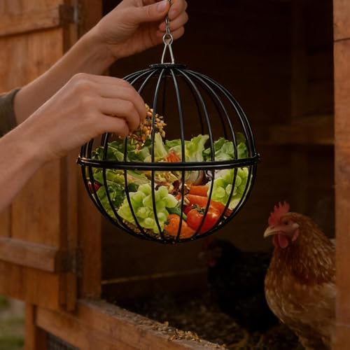 Distributeur nourriture poules suspendu en métal durable - 5