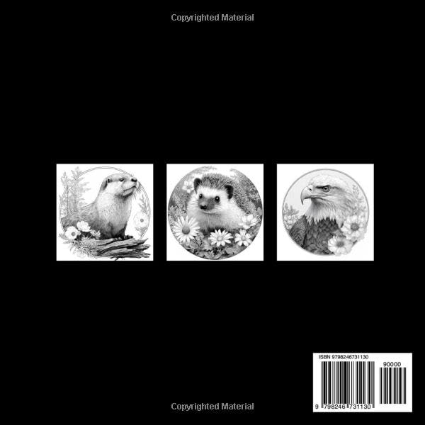 Realistic Animal Engravings Coloring Book for Teens, Adults, and Seniors: Grayscale Nature and Wildlife Scenes with Flowers and Landscapes in a ... Book Set for Teens, Adults and Seniors) image 3