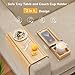 Bestjing Bamboo Sofa Armrest Tray - Couch Arm Tray with Detachable Couch Cup Holder - 2 in 1 Anti-Slip Foldable Sofa Armchair Caddy Table for Drinks Cellphone TV Remote Snacks