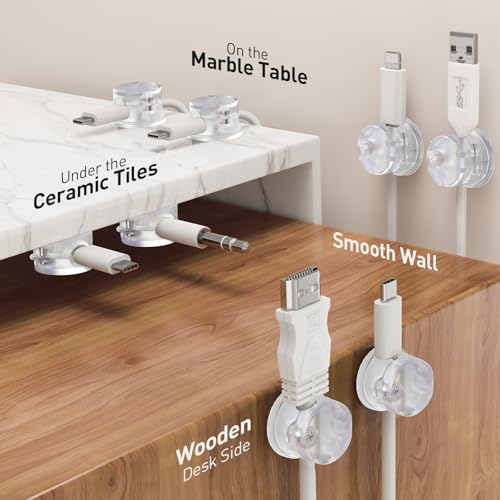 AGPTEK 8er magnetische Kabelhalter, 360° drehbare Kabelclips mit starken Klebepads, Selbstklebende Kabelklemmen, Kabel Organizer für Schreibtisch, Wand, Kabelmanagement für Netzkabel, HDMI, Ladekabel