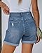 LookbookStore Women's Denim Blue Jean Shorts High Waist Fashion Stretch Light Blue Medium