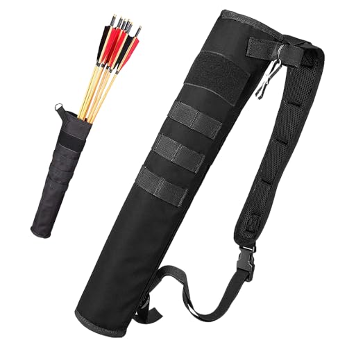 Lightweight Archery Quiver for Back and Hip Use, Foldable and Compact Arrow Bag with Molle System Pocket, Ideal for Target Shooting and Hunting