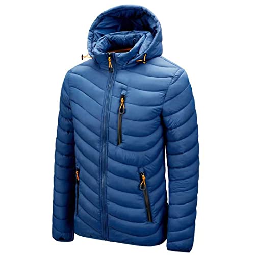 Men Winter Jackets with Hood Winter Warm Multi Pockets Zip Up Puffer Coat Lightweight Packable Down Jacket4