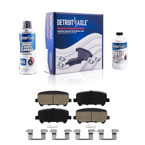 Image of Detroit Axle - Rear Brake Pads for 15-20 Chevrolet Colorado GMC Canyon | Ceramic Brake Pads w /Hardware 2015 2016 2017 2018 2019 2020 Replacement