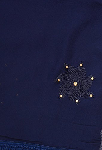 Image of YOUTHQUAKE Flower Embroidered Diamond Work Chiffon Dupatta for Womens & Girls With 4 Side Lace