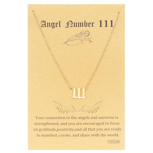 Angel Number Necklace 18k Gold Plated Faux Pearl