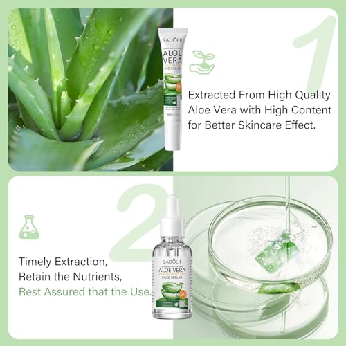 Leogony 10PCS Skin Care Sets for Women Aloe Vera Gift Set for Teenage Girls Face Skincare for Teen Girl, Green - Image 2