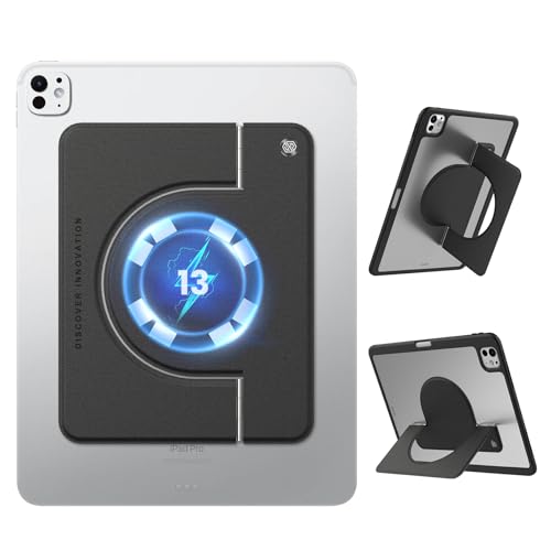 Nillkin iPad Magnetic Mount Tablet Stand Adjustable Magsafe Grip Kickstand Holder for iPad Pro 13 M4/12.9/Air 13 M3 M2 and Other Tablet e-Reader (Black, for Over 11-13 inch Device)