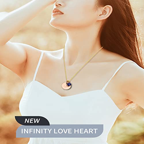 Gold Birth Flower Pendant Necklace - 12 Month Birthstone Engraved Floral Dainty Necklaces, Women Wildflower Jewelry Gifts For Birthday, Valentines Anniversary. (02-February-Violet) (04-April-Daisy) #TOP6