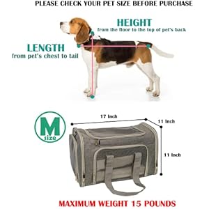   Pet-Dog-Cat-Puppy-Carrier-for-Small-Medium-15LBs-Large-25LBs-Soft-Sided-Collapsible-Foldable-Travel-Carrier-with-Removable-and-Washable-Cozy-Mat-Black-Grey-Blue-PinkMedium-Grey