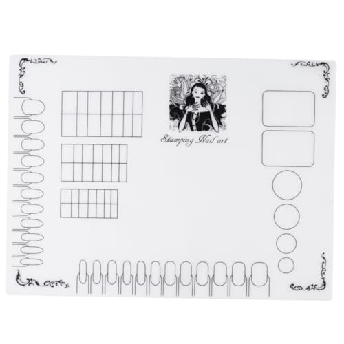 Hemobllo Alfombrilla de Silicona para Manicura Guía de Pegatinas para Diseño de Uñas Mat de Estampado de de Uñas Protector de Mesa Práctico Modelo E