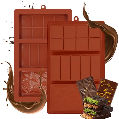 2 PCS Chocolate Bar Mold Silicone Dubai Chocolate Mold 1.4 Inch Deep Silicone Molds Large Candy Bar...
