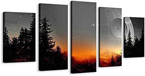 QIXIANG Movie Anime Posters Death Star 5 Panel Canvas Print Wall Art Space Canvas Painting For Bedroom Decor Living Room