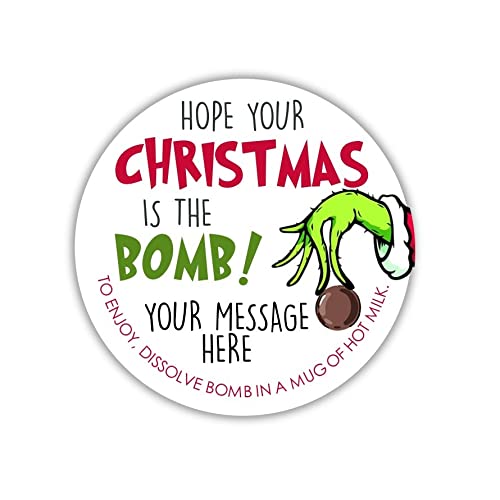 amazon com grinch hot cocoa bomb gift stickers personalized hot chocolate bomb labels for gift boxes bags handmade products
