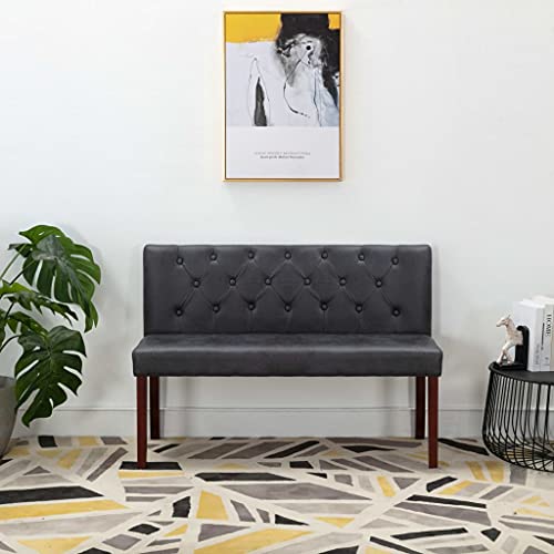 Mimdixy Banco para balcón, banco de 120 cm, aspecto de ante gris, para salón, dormitorio, pasillo