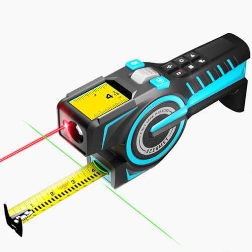 ACEGMET DTX10 Digital Tape Measure - Laser Measurement Tool & Auto Lock Tape with Instant Digital Readout, Green Aligning Laser & Incremental Measurement, USB C Rechargeable | Swappable Battery