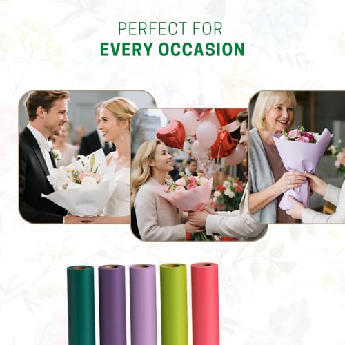 Image of Oasis Frosted Gold Bouquet Wrapping Roll Premium Korean Style Flower Wrap for Fresh Flowers & Gift Packaging Florist Essential Supplies 60 Micron 25 Meter Long