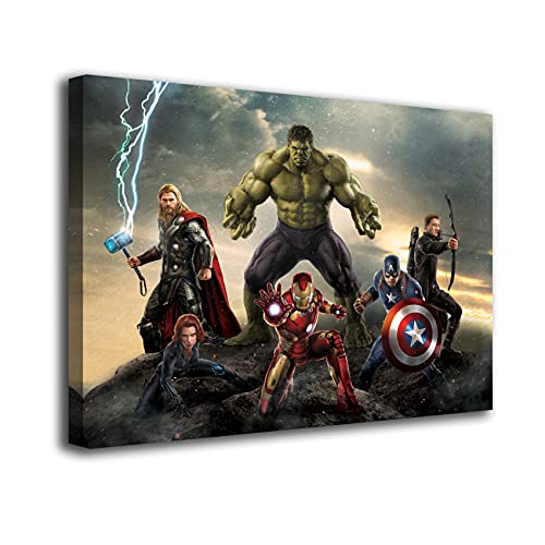 Genérico Cuadro Lienzo Canvas Infantil Superheroes Thor Hulk Capitan America Comic – Varias Medidas - Lienzo de Tela Bastidor Madera de 3 cm - Alta resolucion (50, 37)